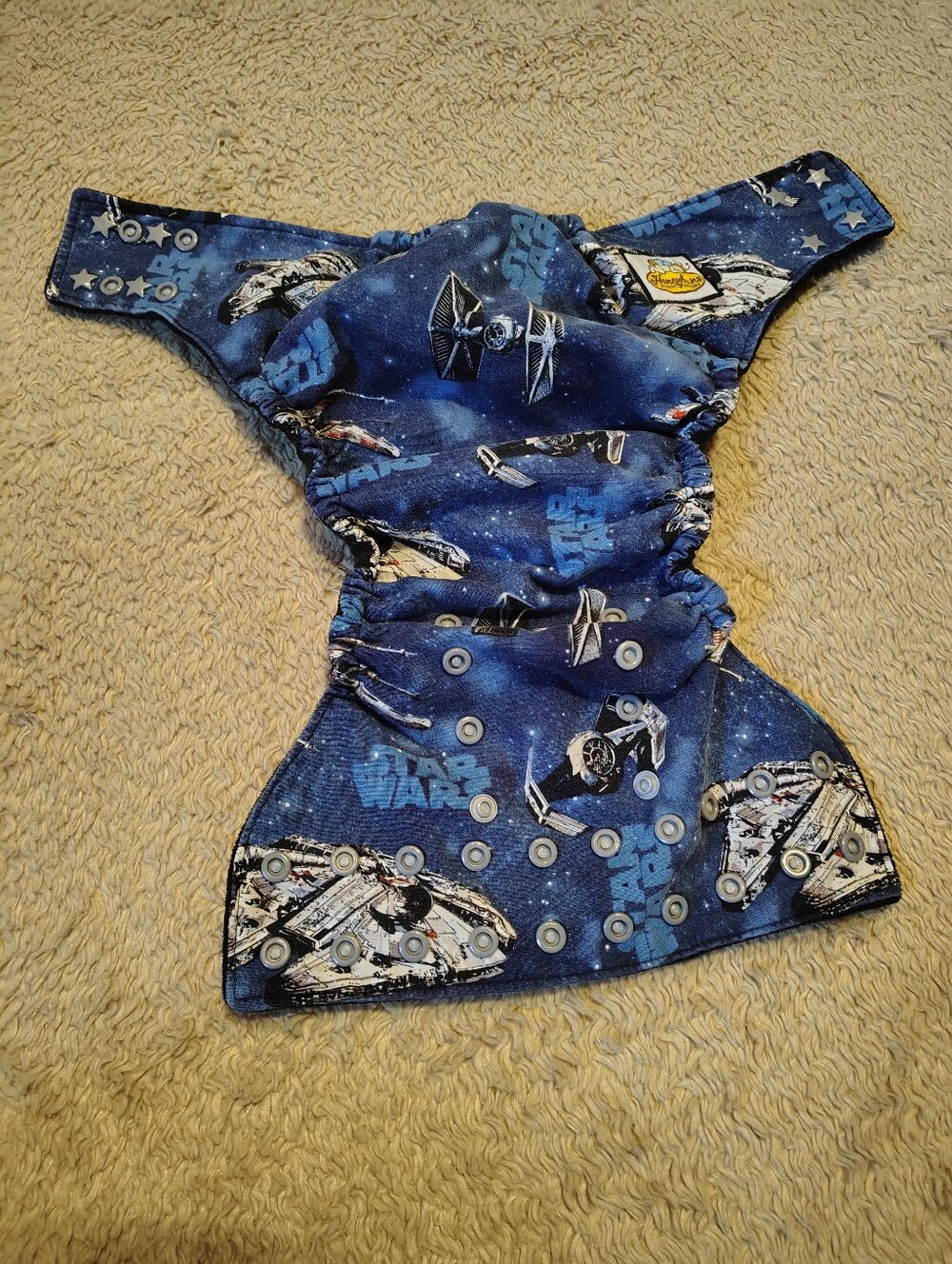 HoneyBuns Star Wars Print One Size Pocket Reusable Cloth Diaper Adjustable Snaps